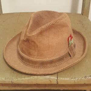 Vintage Stevens corduroy fedora, size 7 1/4